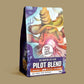 The Polar Flight Pilot Blends coffee bag with award badges and flavor notes of juicy berries and milk chocolate